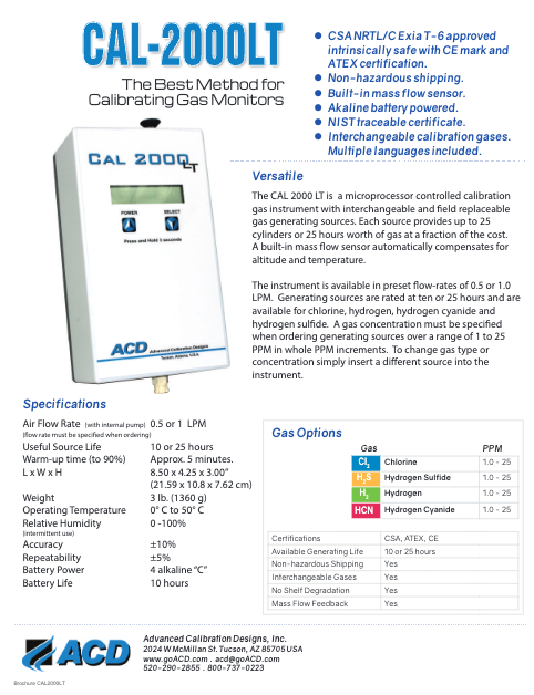 CAL2000LT Brochure